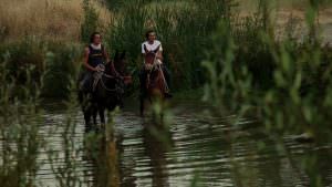 Sopra, una scena del film "la lunga strada gialla". In alto, Un frame del lavoro di Maria Di Razza