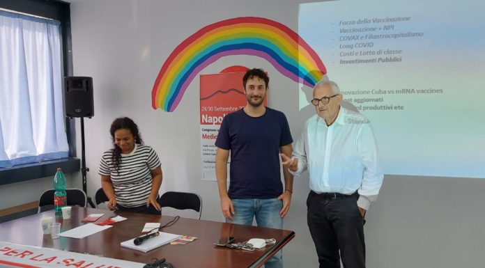 Congresso provinciale della sezione napoletana di Medicina Democratica. Da sinistra a destra: Indira Pineda Daudinot, Fabrizio Chiodo, Paolo Fierro